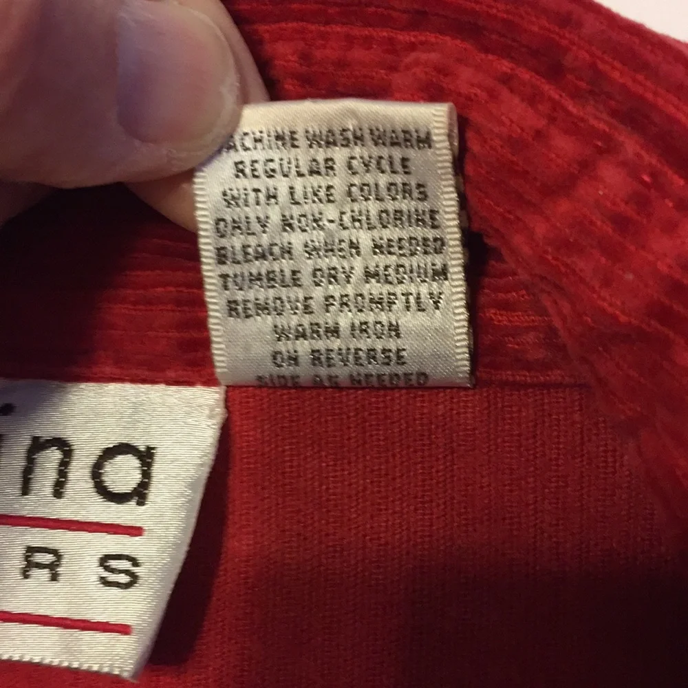 Carolina Colours Plus Red Corduroy Button Up Shirt Size 16